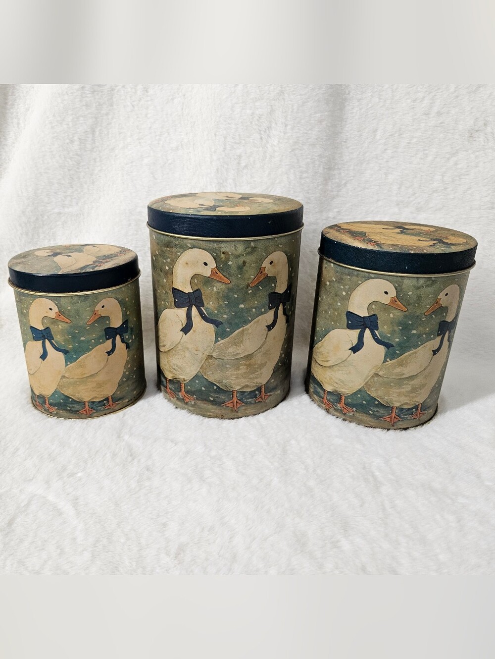 Set Of 3 Vintage Geese Canisters